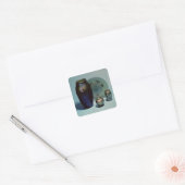 Tiffany favrile bord en vassen vierkante sticker (Envelop)
