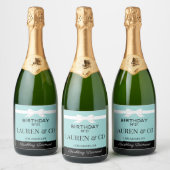 Tiffany geïnspireerde verjaardags drankfles label  sparkling wijnetiket (Flessen)