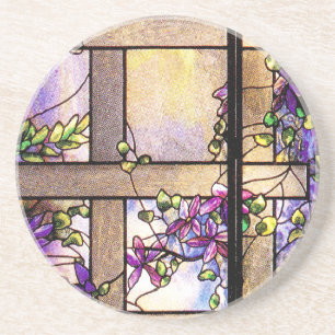 Tiffany Glas in lood Clematis Lattice Onderzetter