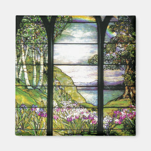 Tiffany Glas in lood Iris Flowers Floral Magneet