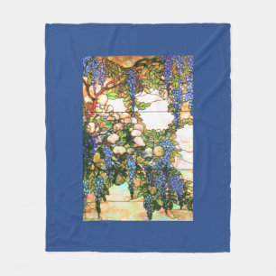 Tiffany Glas in lood Wisteria Floral Flowers Fleece Deken