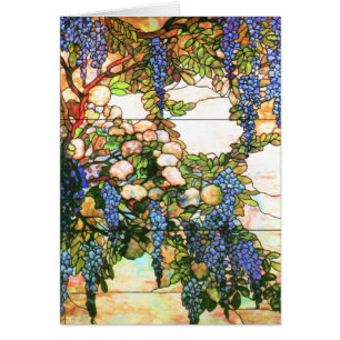 Tiffany Glas in lood Wisteria Flower Art Card