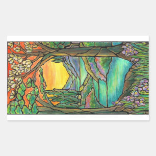Tiffany Landscape Glas in lood Design ART! Rechthoekige Sticker