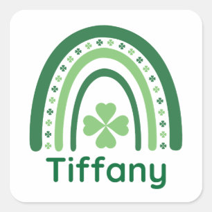 Tiffany Name Clover Boho Rainbow Vierkante Sticker