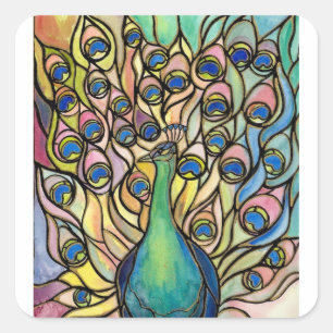 Tiffany Peacock Glas in lood stijl ART sticker