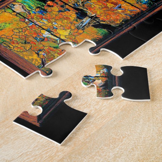 Tiffany Stained Glass Window Fall Landscape Puzzle Legpuzzel (Zijkant)