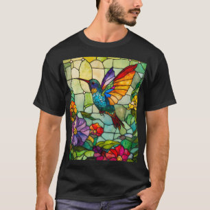 Tiffany-stijl raam met kolibrie t-shirt