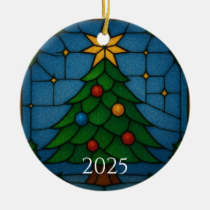 Tiffany Style Gebrandschilderde Kerstboom Ontwerp  Keramisch Ornament