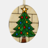Tiffany Style Stained Glass Christmas Tree Design  Keramisch Ornament (Rechts)