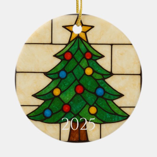 Tiffany Style Stained Glass Christmas Tree Design  Keramisch Ornament (Voorkant)