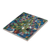 Tiffany-Style Stained Glass Christmas Tree Tegeltje (Zijkant)