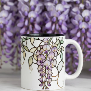 Tiffany Style Wisteria Glas-in-lood Art Nouveau Tweekleurige Koffiemok