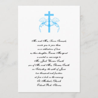 Tiffany Turquoise Cross Christelijke Wedding Invit Kaart