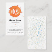 Tige d'aquarelle orange - Carte de visite de monog (Devant / Derrière)