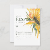 Tige de tournesol colorée RSVP de mariage (Devant)