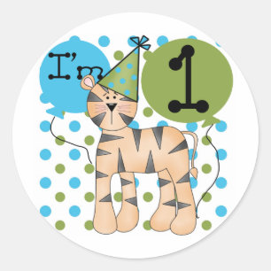 Tiger 1e verjaardag T-shirts en geschenken Ronde Sticker