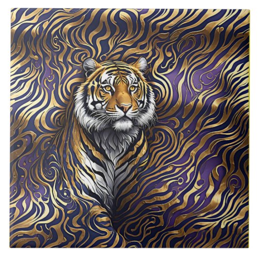 Tiger Abstracte kunst Tegeltje (Voorkant)