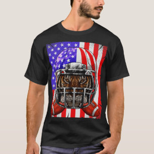 Tiger American Football USA Flag Merica Animal Foo T-shirt