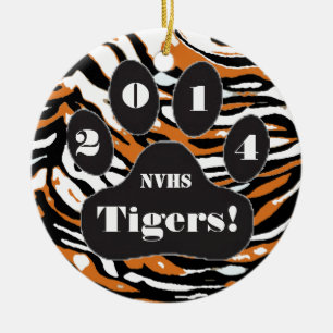 Tiger and Paw Print School Spirit Keramisch Ornament