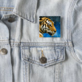 Tiger Art Painting Vierkante Button 5,1 Cm (In situ)