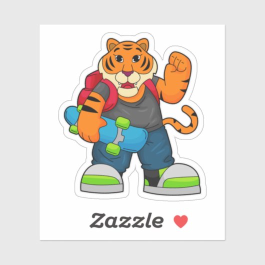 Tiger as Skater with Skateboard Sticker (Vel)