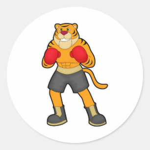 Tiger at Boxing with Boxing gloves Ronde Sticker