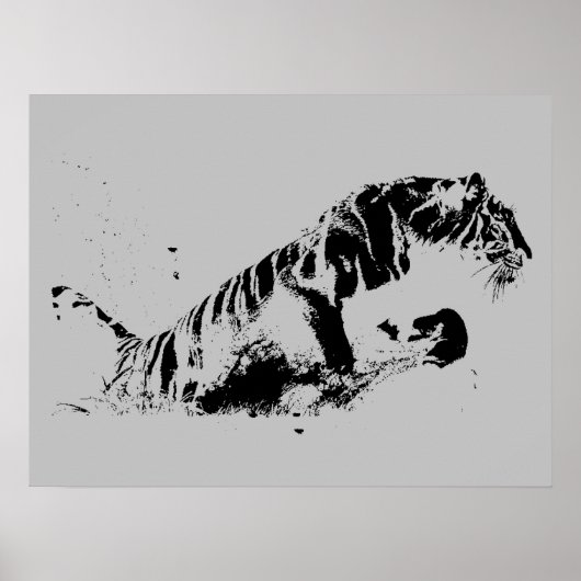 Tiger Attacking Pop Art Poster (Voorkant)