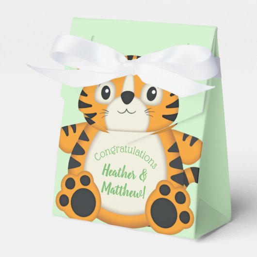 Tiger Baby shower Green Bedankdoosjes (Voorkant Zijde)