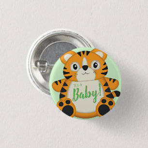 Tiger Baby shower Green Ronde Button 3,2 Cm