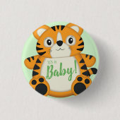 Tiger Baby shower Green Ronde Button 3,2 Cm (Voorkant)
