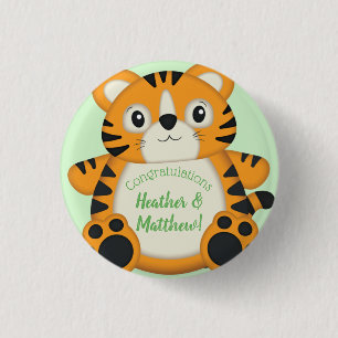 Tiger Baby shower Green Ronde Button 3,2 Cm