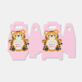 Tiger Baby shower roze Bedankdoosjes (Uitgevouwen)