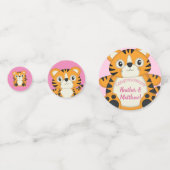 Tiger Baby shower roze Confetti (Voorkanten)