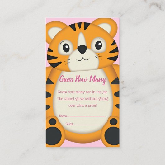 Tiger Baby shower roze Informatiekaartje (Voorkant)