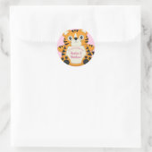 Tiger Baby shower roze Ronde Sticker (Tas)