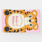 Tiger Baby shower roze Spandoek (Horizontaal)