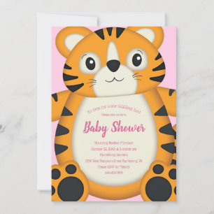 Tiger Baby shower Safari Roze Meisje Kaart