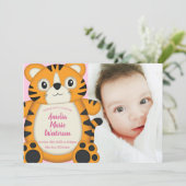 Tiger Baby shower Safari Roze Meisje Kaart (Staand voorkant)