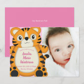 Tiger Baby shower Safari Roze Meisje Kaart (Voorkant / Achterkant)