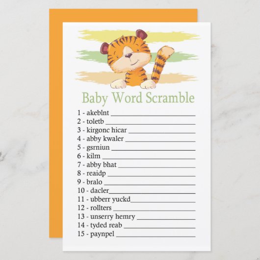 Tiger Baby word scramble game (Voorkant / Achterkant)