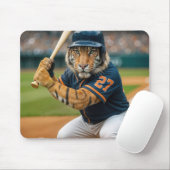 Tiger Baseball Player Up To Bat Muismat (Met muis)