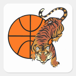 Tiger Basketbal T-shirts en geschenken Vierkante Sticker