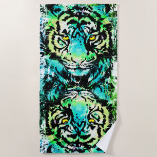 Tiger Beach Towel - kleurrijke tijgerogen  Strandlaken