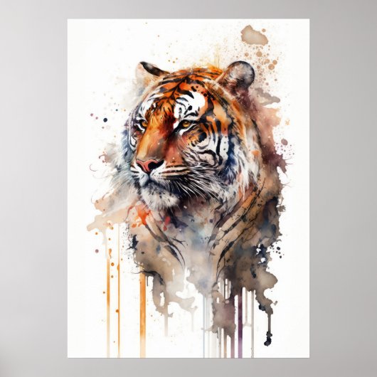 Tiger Beauty Waterverf Kunst Poster (Voorkant)