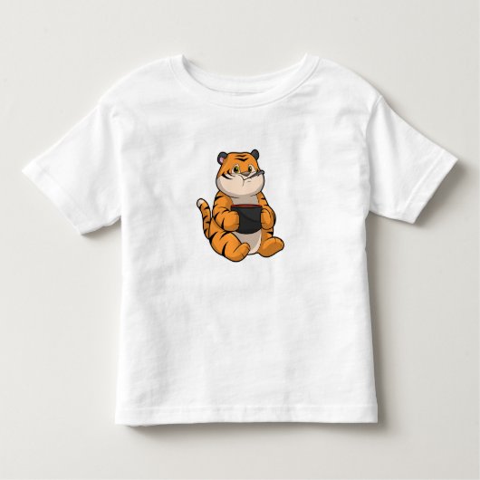Tiger bij Eten met Bowl Kinder Shirts (Voorkant)