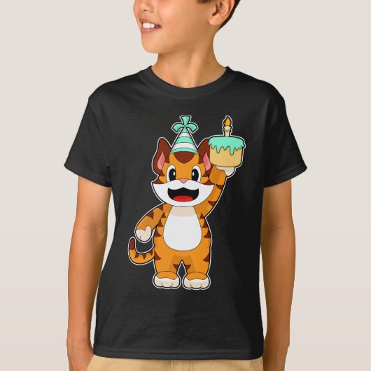 Tiger Birthday Candle Cake T-shirt (Voorkant)
