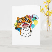 Tiger Birthday Kaart (Gele Bloem)