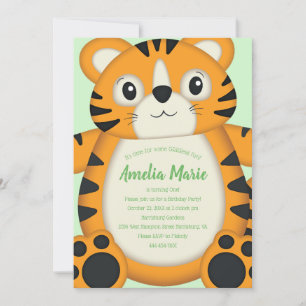 Tiger Birthday Party Green Kaart