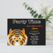 Tiger Birthday Party Invitation Kaart (Staand voorkant)