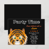 Tiger Birthday Party Invitation Kaart (Voorkant / Achterkant)